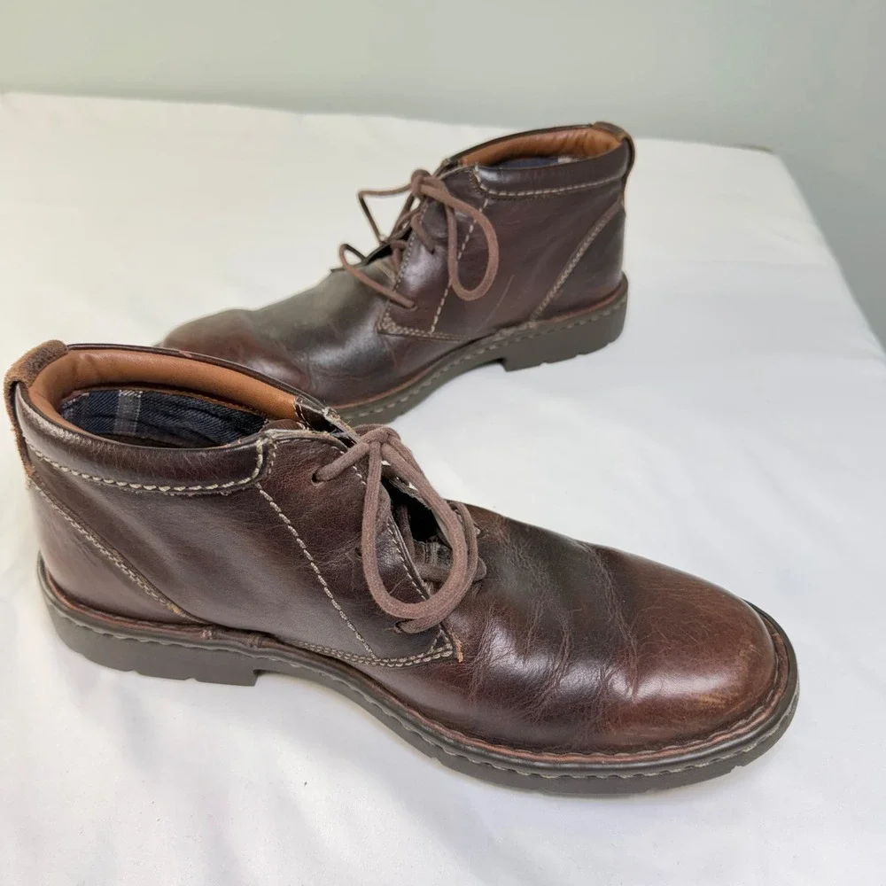 Clarks Stratton Limit Lace Up Chukka Ankle Boots in Brown‎ Leather Size 8